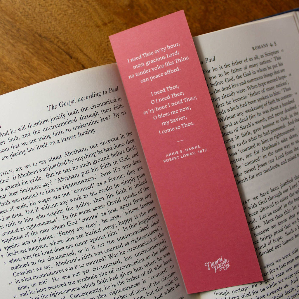 I Need Thee Every Hour Hymn Bookmark