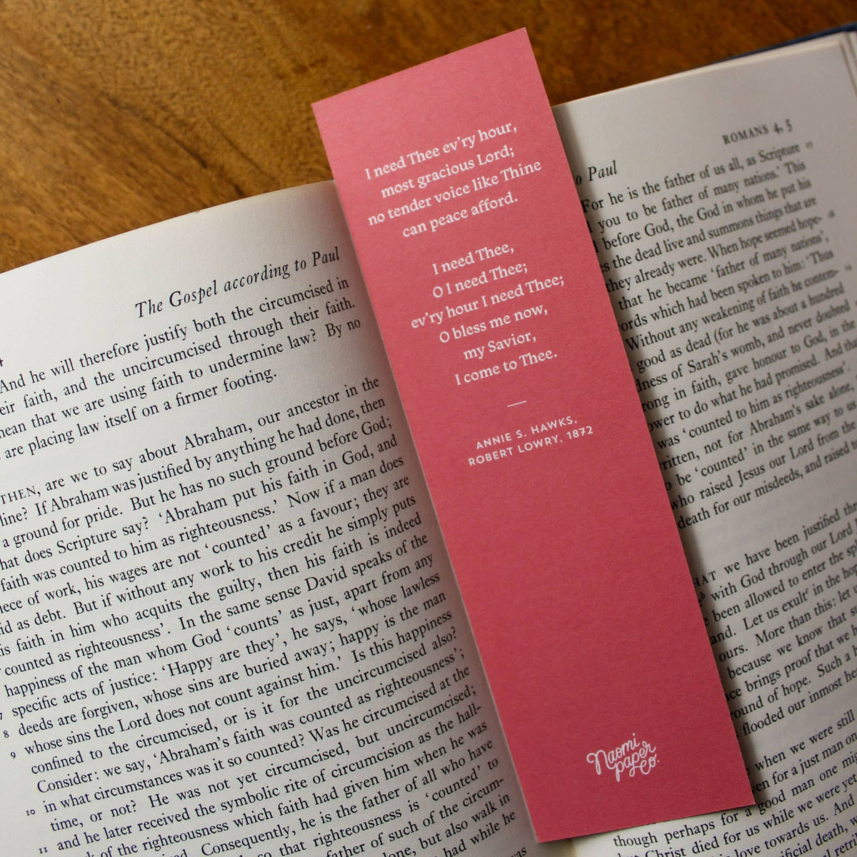 I Need Thee Every Hour Hymn Bookmark