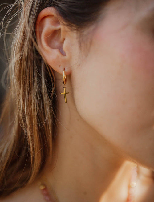 NEW! Cross Hoop Earrings