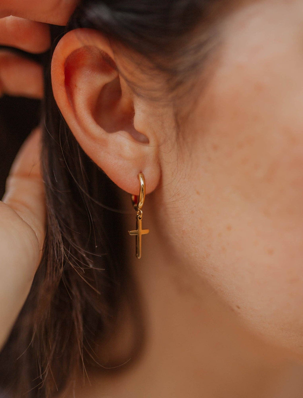 NEW! Cross Hoop Earrings