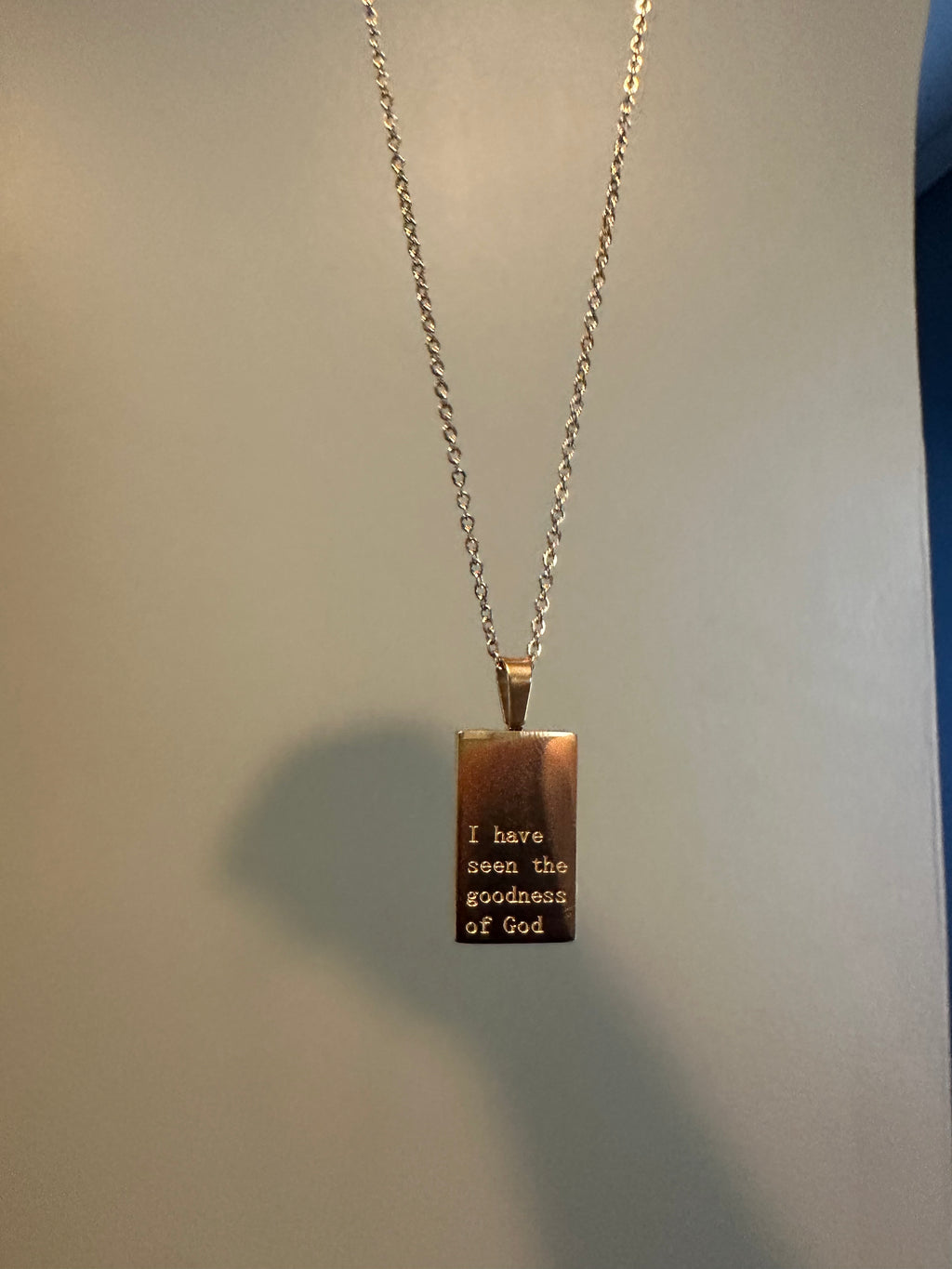 Necklace: 18kt Gold I have seen the goodness of God