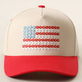Floral American Flag Trucker Hat: Red
