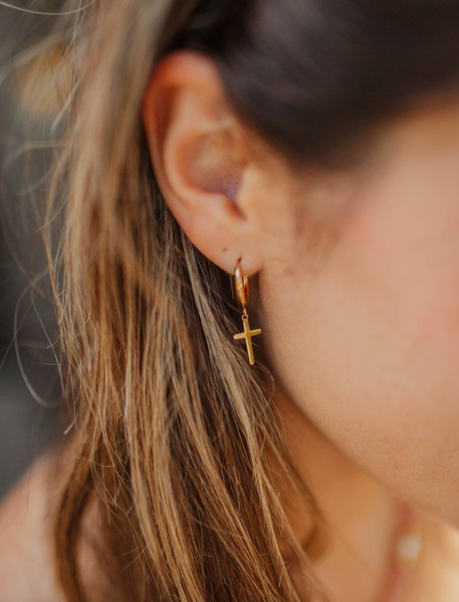 NEW! Cross Hoop Earrings